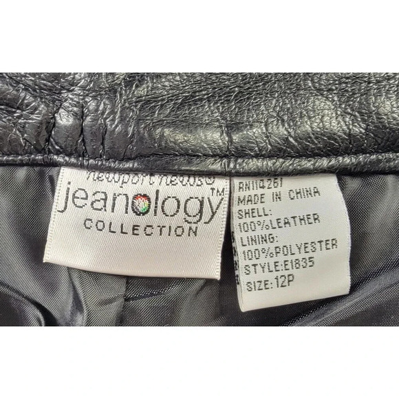 NewPort News Jeanology 12P Leather Pants Straight Leg Black Vintage Biker NWT - Picture 9 of 9